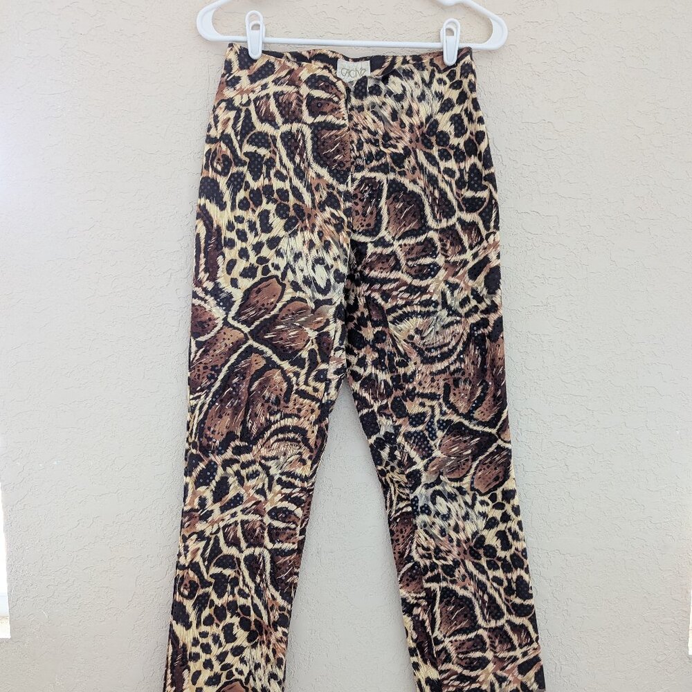 Vintage Cache Animal Print Sequined Pants 90's Y2K Size 2